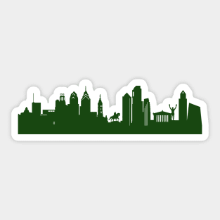 PHILADELPHIA skyline in forest green Sticker